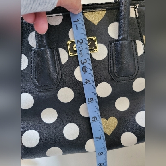 Luv Betsy by Betsy Johnson Polka-dot Heart Mini Bag Handbag Black - Picture 10 of 13